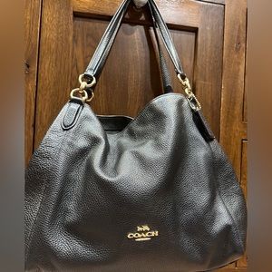 Coach Hallie Black Pebble leather Shoulder bag. Beautiful like new condition.